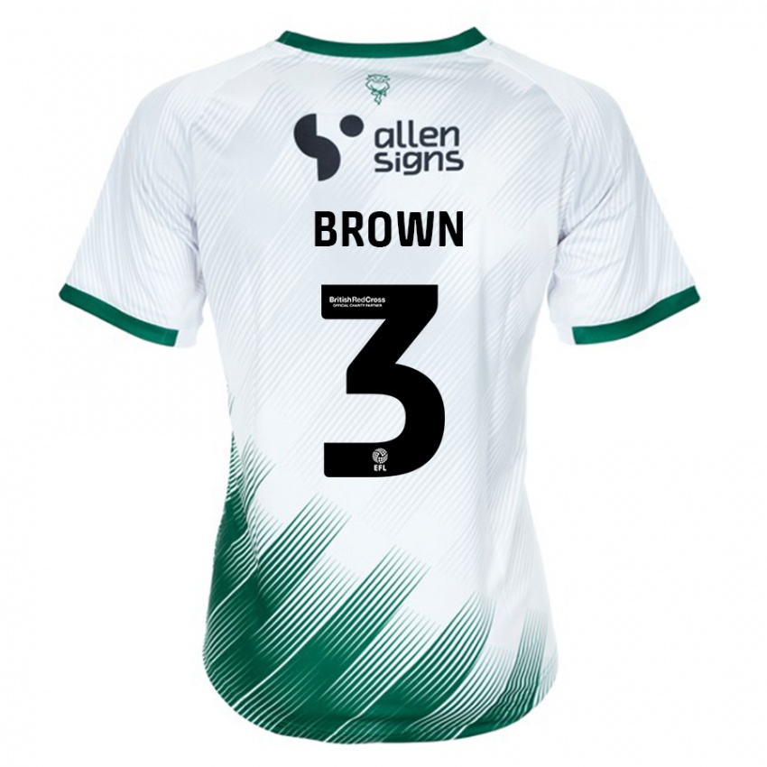 Heren Jaden Brown #3 Wit Uitshirt Uittenue 2023/24 T-Shirt