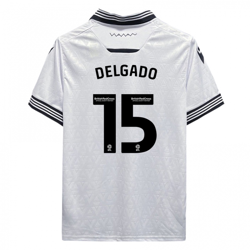 Heren Juan Delgado #15 Wit Uitshirt Uittenue 2023/24 T-Shirt