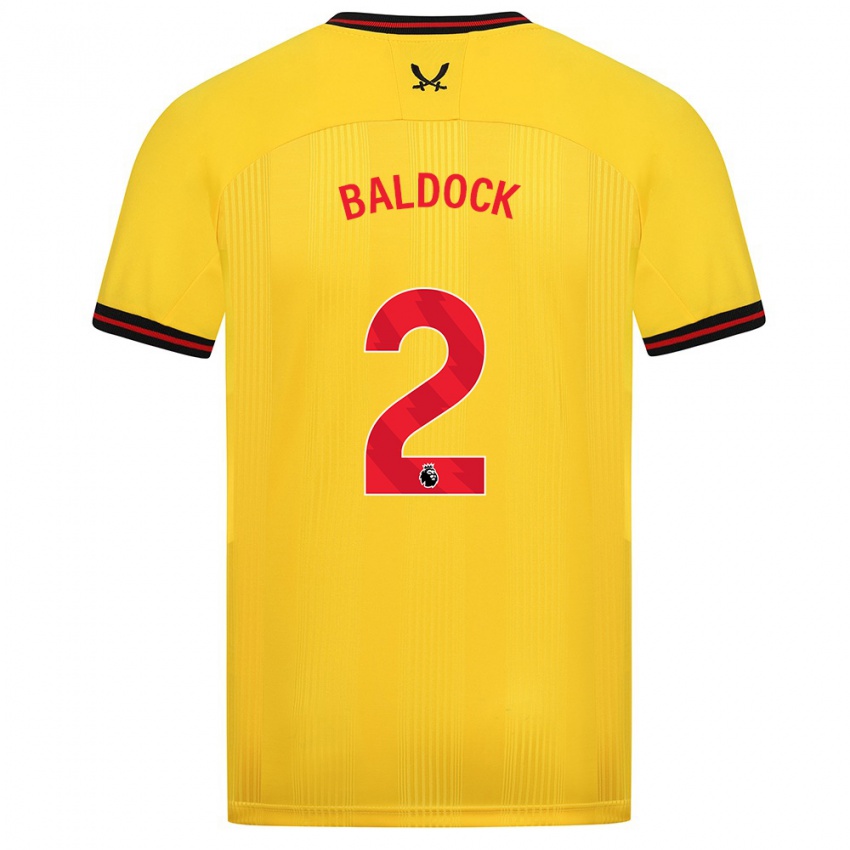 Heren George Baldock #2 Geel Uitshirt Uittenue 2023/24 T-Shirt