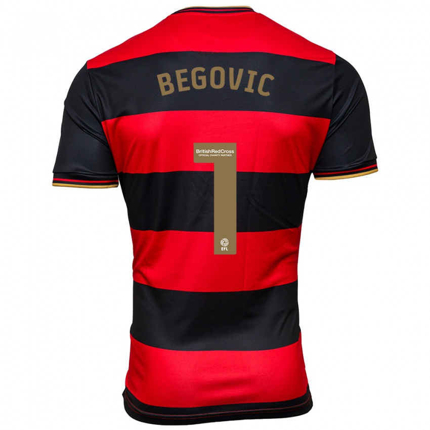 Heren Asmir Begovic #1 Zwart Rood Uitshirt Uittenue 2023/24 T-Shirt
