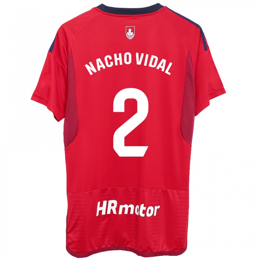 Dames Nacho Vidal #2 Rood Thuisshirt Thuistenue 2023/24 T-Shirt