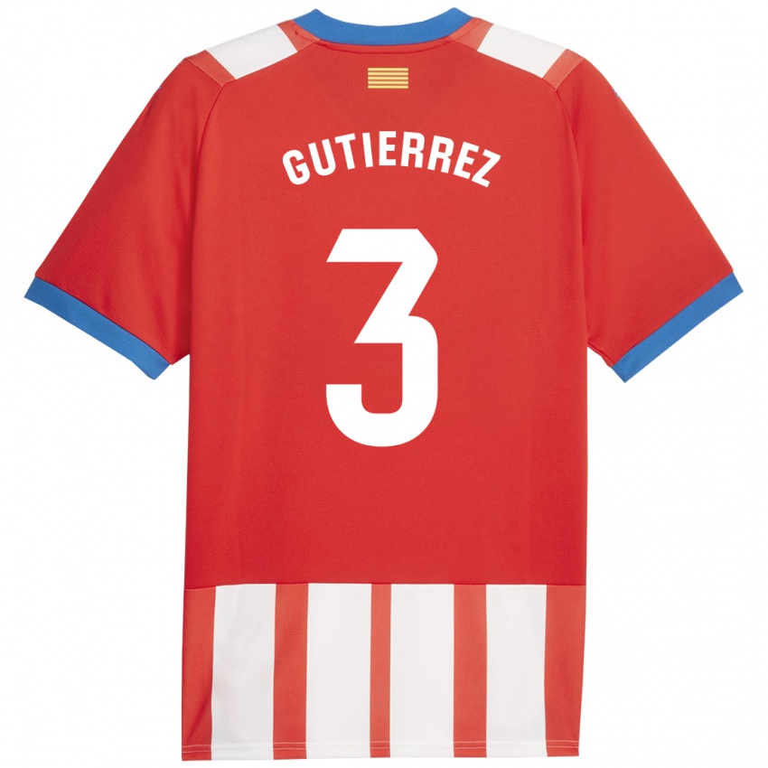 Dames Miguel Gutierrez #3 Rood Wit Thuisshirt Thuistenue 2023/24 T-Shirt