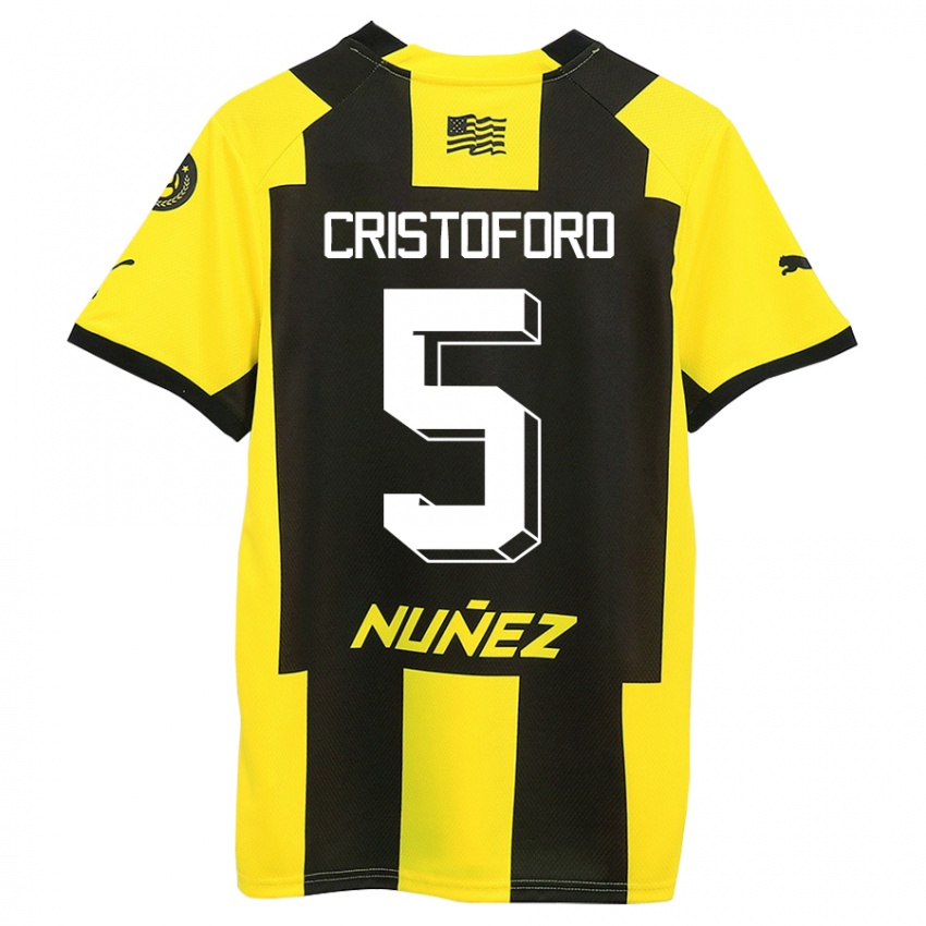 Dames Sebastián Cristóforo #5 Geel Zwart Thuisshirt Thuistenue 2023/24 T-Shirt