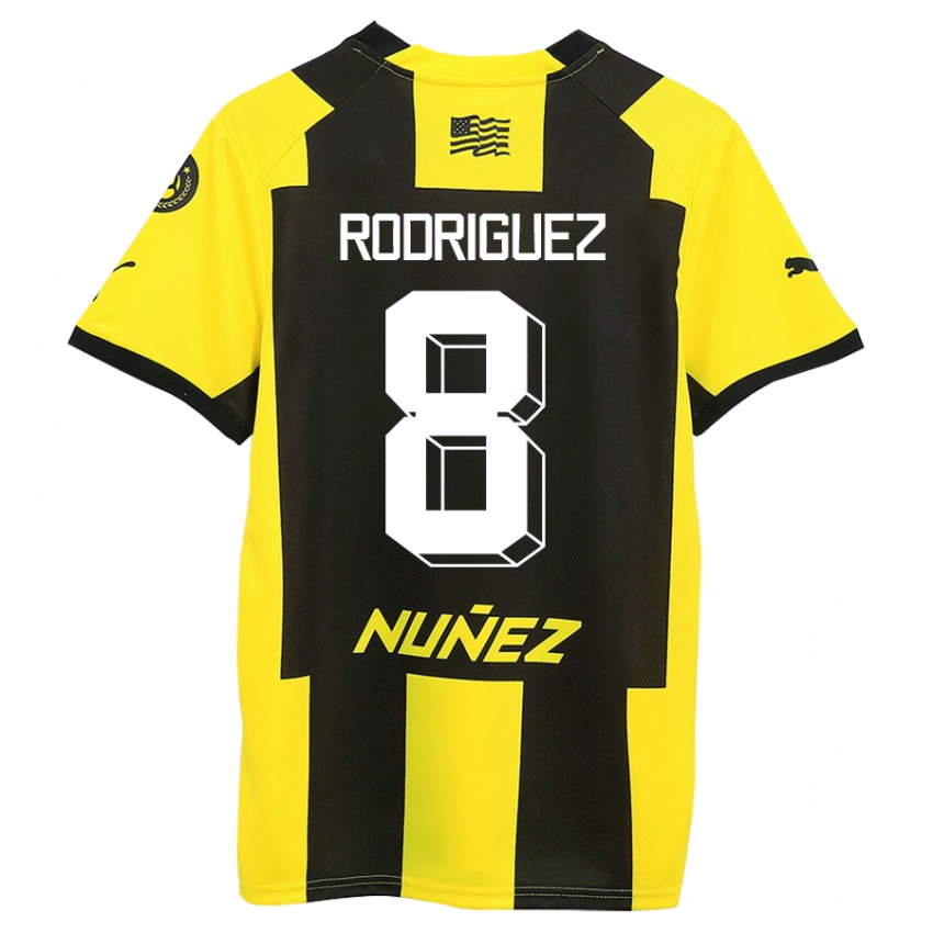 Dames Sebastián Rodríguez #8 Geel Zwart Thuisshirt Thuistenue 2023/24 T-Shirt