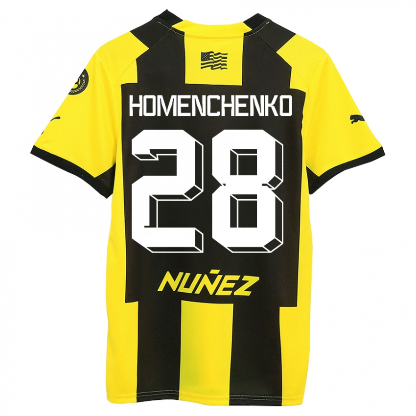 Dames Santiago Homenchenko #28 Geel Zwart Thuisshirt Thuistenue 2023/24 T-Shirt
