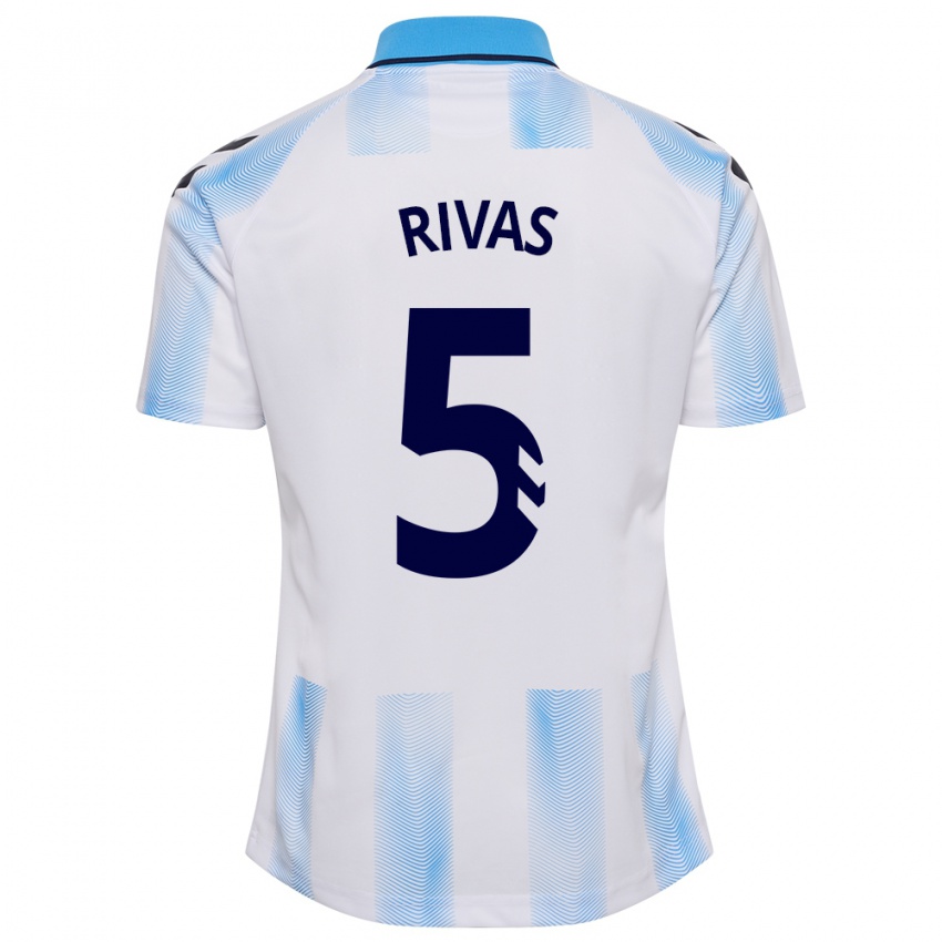 Dames Juande Rivas #5 Wit Blauw Thuisshirt Thuistenue 2023/24 T-Shirt