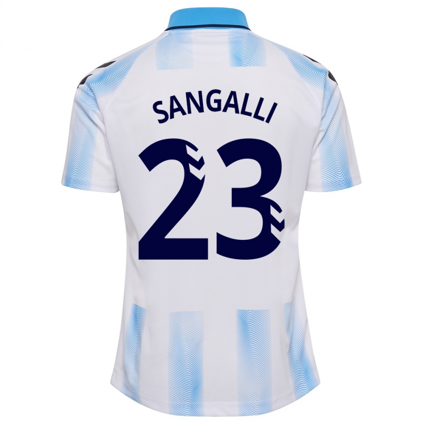 Dames Luca Sangalli #23 Wit Blauw Thuisshirt Thuistenue 2023/24 T-Shirt