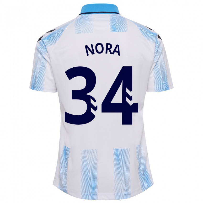 Dames Nora #34 Wit Blauw Thuisshirt Thuistenue 2023/24 T-Shirt