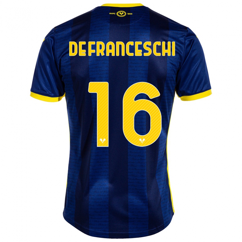 Dames Edoardo De Franceschi #16 Marine Thuisshirt Thuistenue 2023/24 T-Shirt