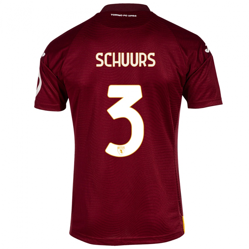 Dames Perr Schuurs #3 Donkerrood Thuisshirt Thuistenue 2023/24 T-Shirt