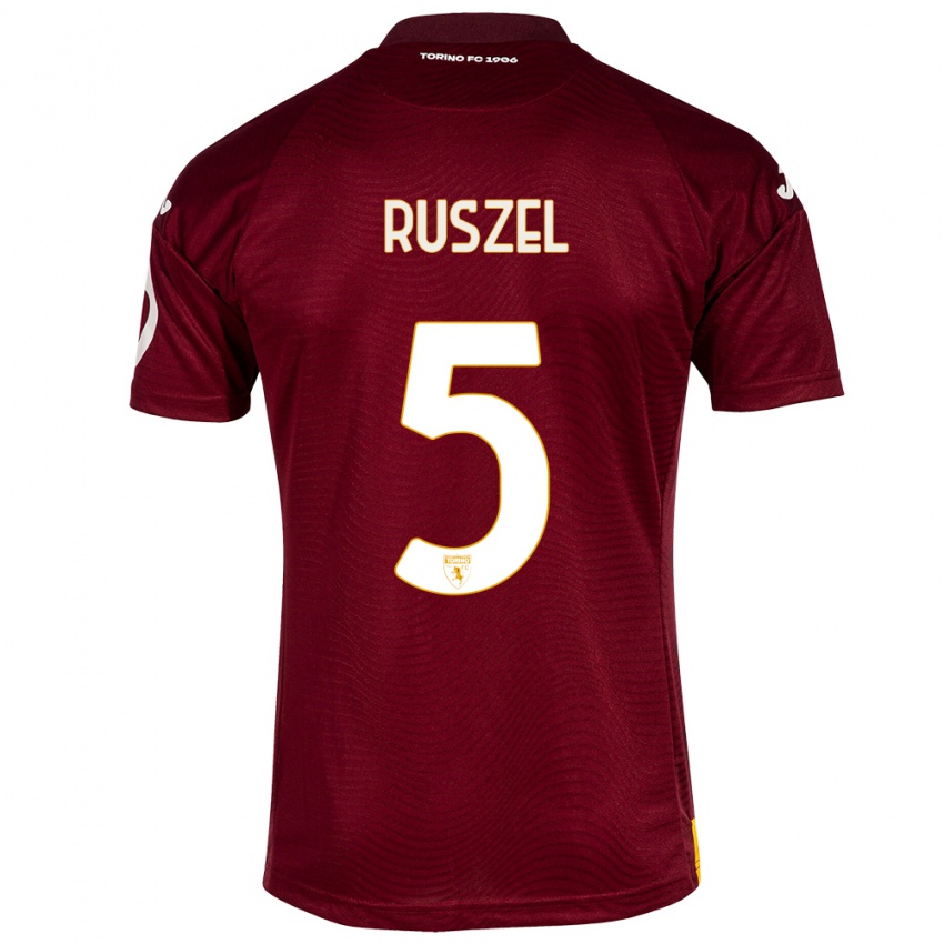 Dames Marcel Ruszel #5 Donkerrood Thuisshirt Thuistenue 2023/24 T-Shirt