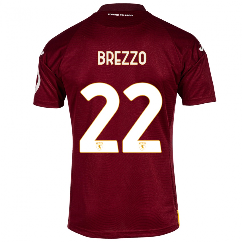 Dames Matteo Brezzo #22 Donkerrood Thuisshirt Thuistenue 2023/24 T-Shirt