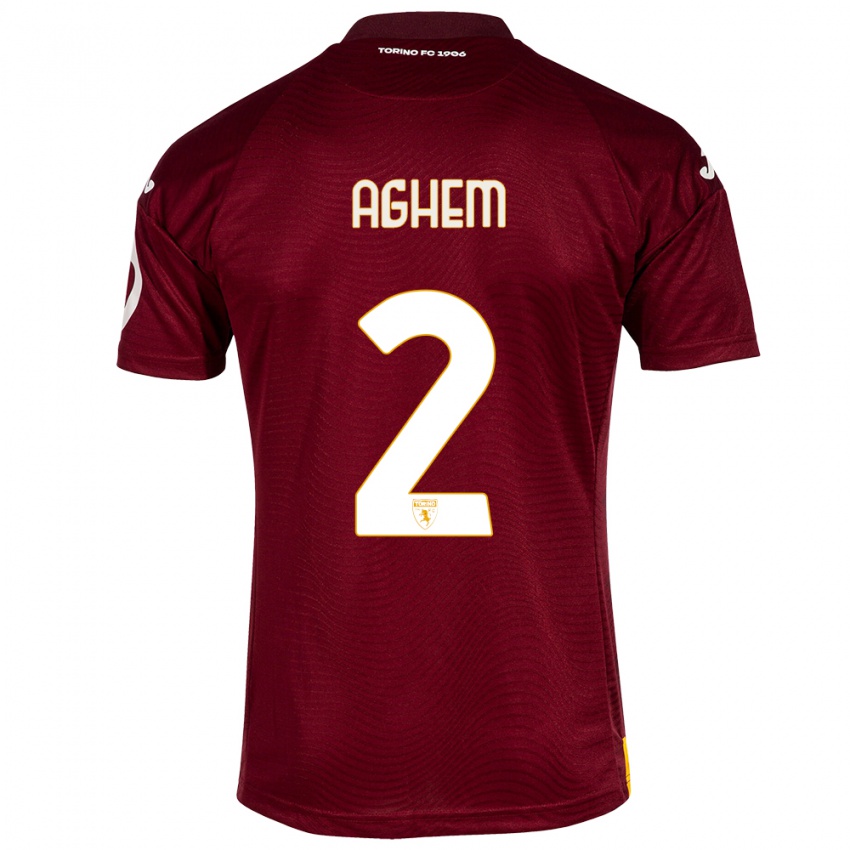 Dames Brigitta Aghem #2 Donkerrood Thuisshirt Thuistenue 2023/24 T-Shirt