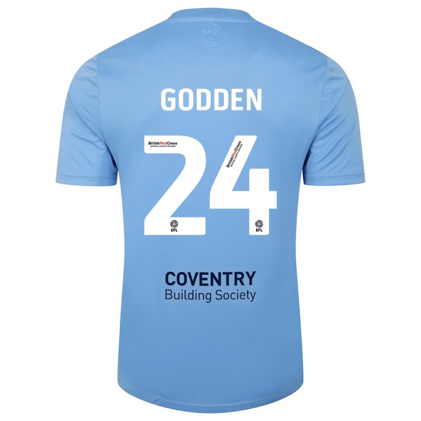 Dames Matt Godden #24 Hemelsblauw Thuisshirt Thuistenue 2023/24 T-Shirt