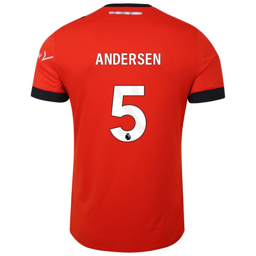 Dames Mads Andersen #5 Rood Thuisshirt Thuistenue 2023/24 T-Shirt