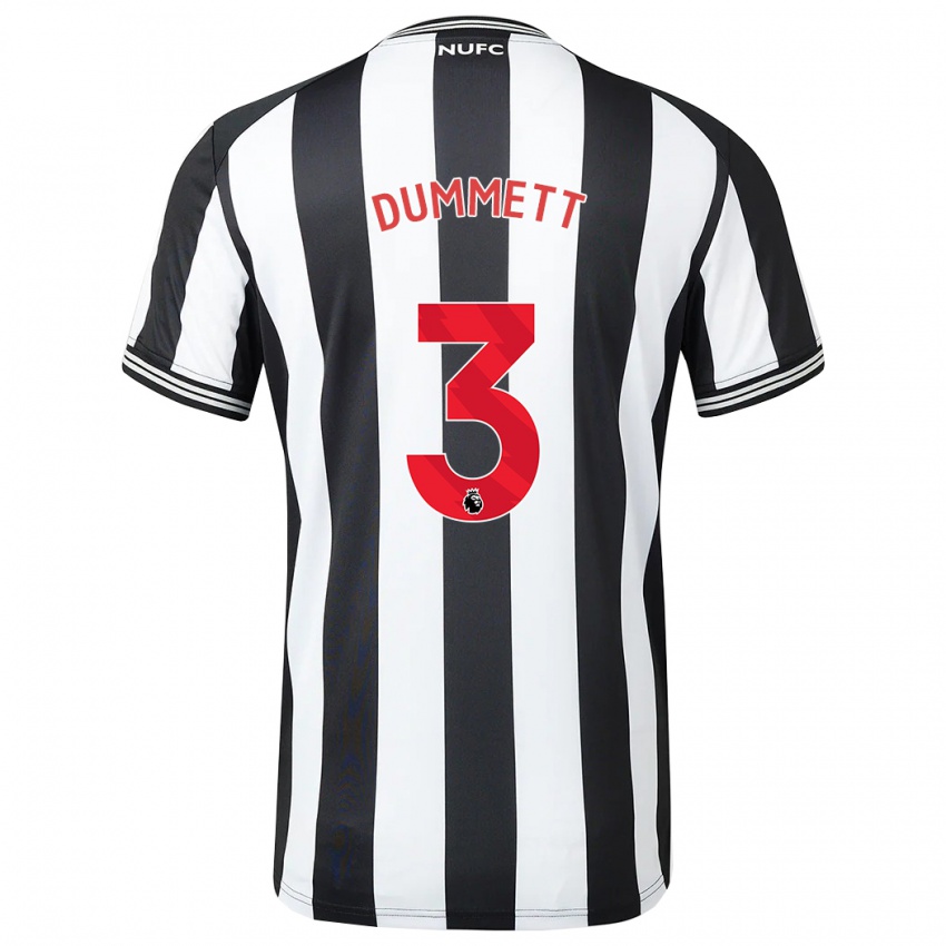 Dames Paul Dummett #3 Zwart Wit Thuisshirt Thuistenue 2023/24 T-Shirt