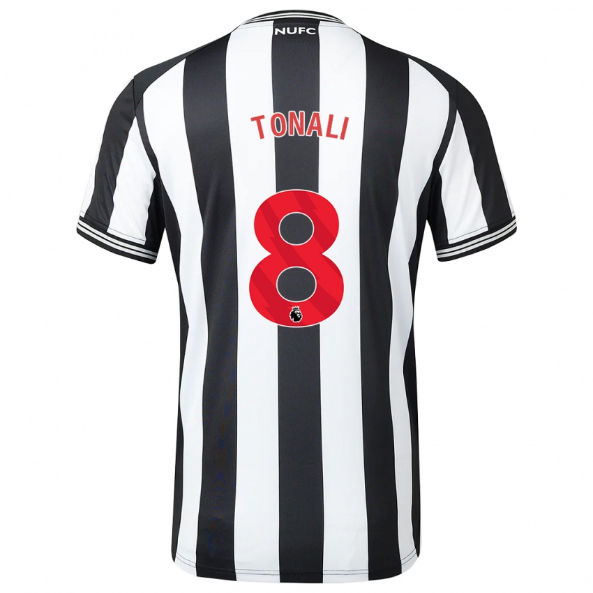 Dames Sandro Tonali #8 Zwart Wit Thuisshirt Thuistenue 2023/24 T-Shirt