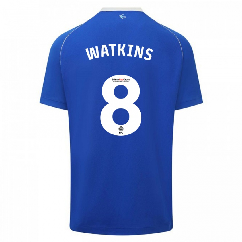 Dames Seren Watkins #8 Blauw Thuisshirt Thuistenue 2023/24 T-Shirt