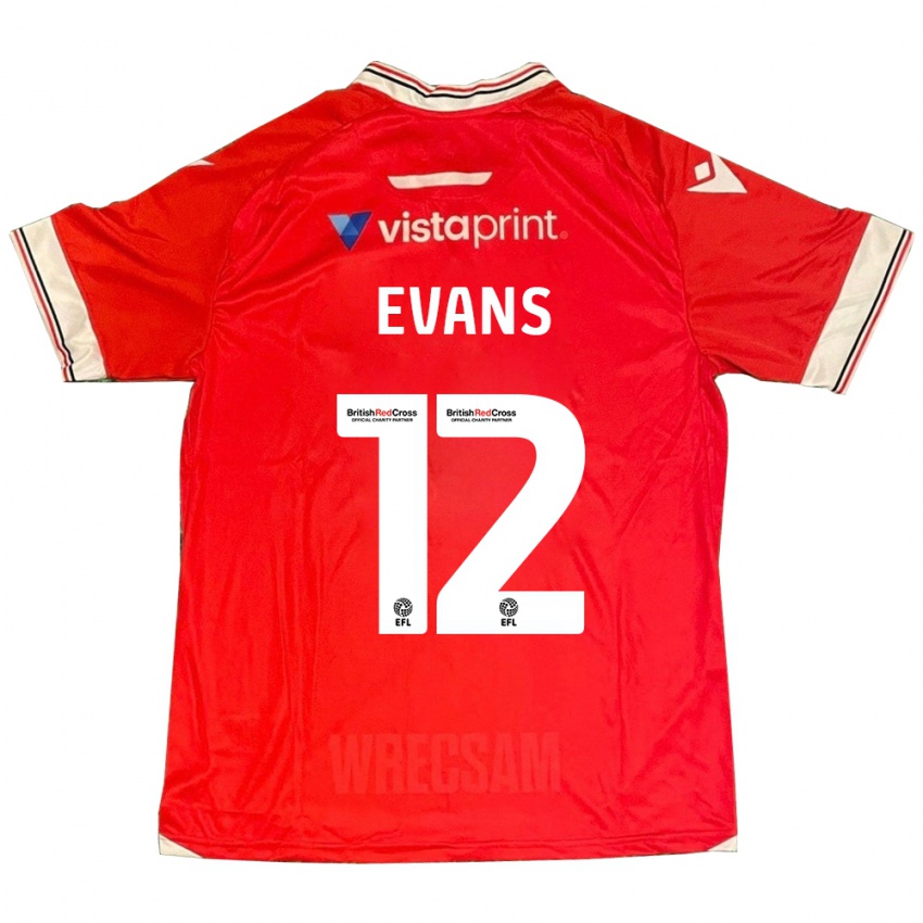 Dames George Evans #12 Rood Thuisshirt Thuistenue 2023/24 T-Shirt