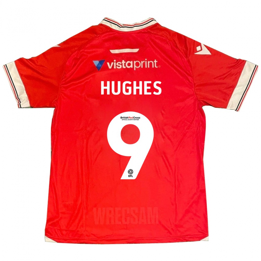 Dames Rosie Hughes #9 Rood Thuisshirt Thuistenue 2023/24 T-Shirt