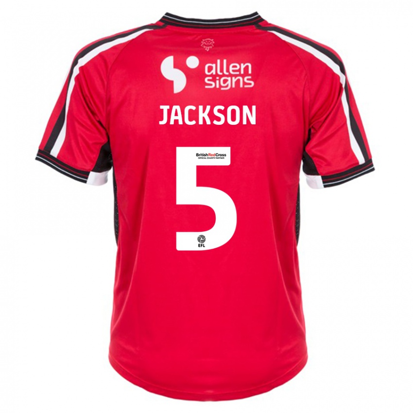 Dames Adam Jackson #5 Rood Thuisshirt Thuistenue 2023/24 T-Shirt