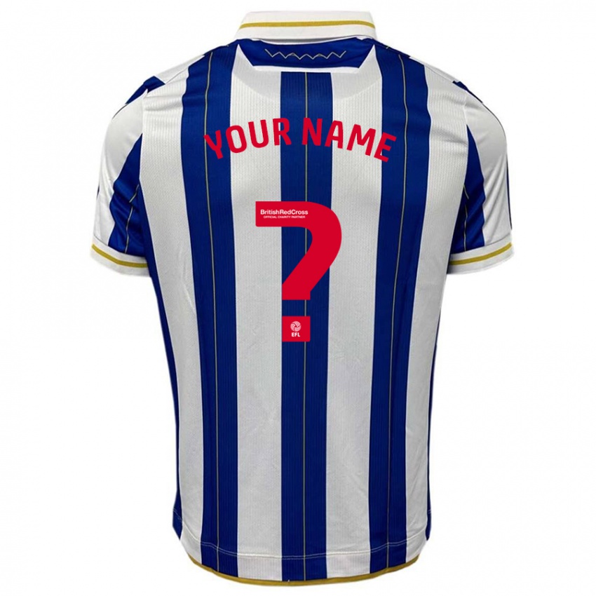 Dames Uw Naam #0 Blauw Wit Thuisshirt Thuistenue 2023/24 T-Shirt