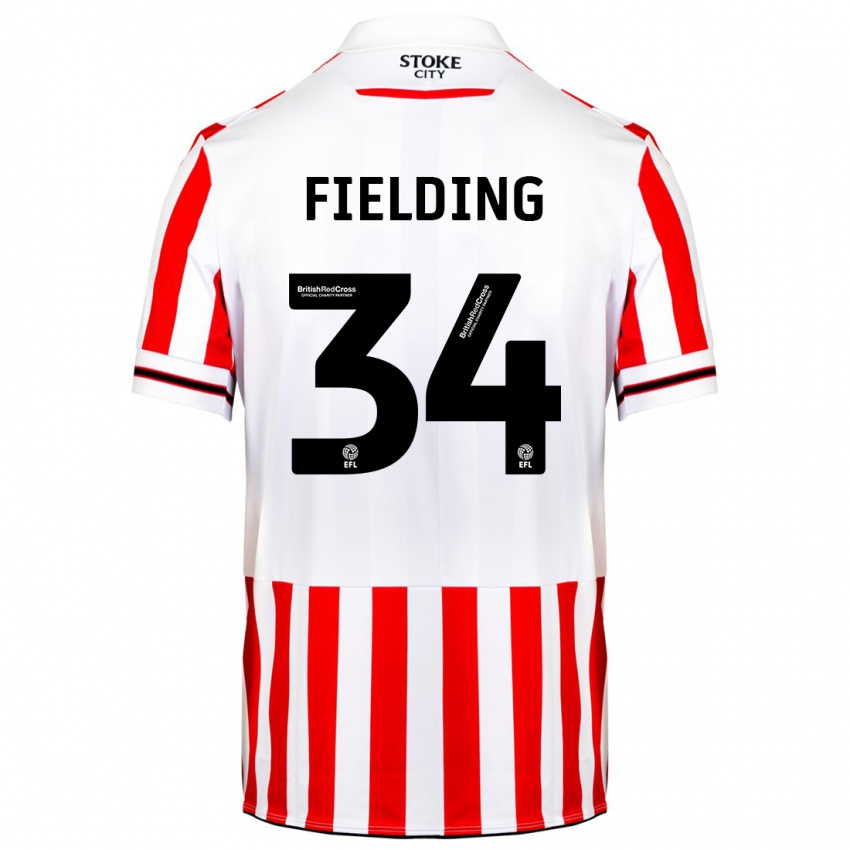 Dames Frank Fielding #34 Rood Wit Thuisshirt Thuistenue 2023/24 T-Shirt