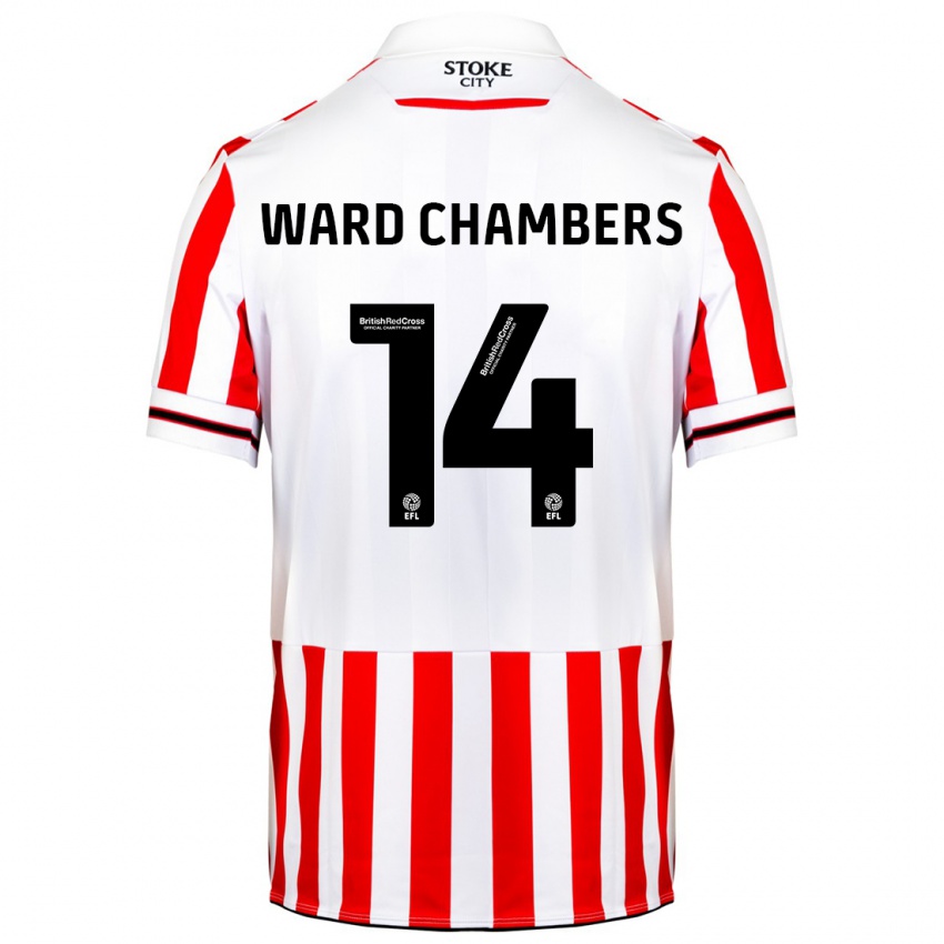 Dames Courtnay Ward-Chambers #14 Rood Wit Thuisshirt Thuistenue 2023/24 T-Shirt