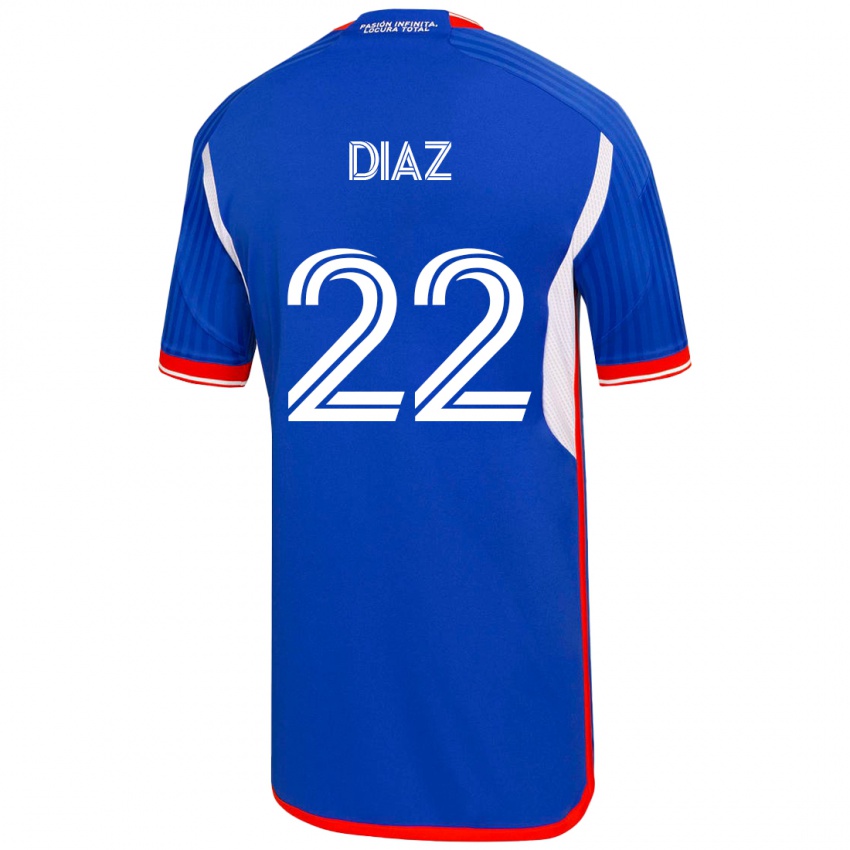 Dames Valentina Díaz #22 Blauw Thuisshirt Thuistenue 2023/24 T-Shirt