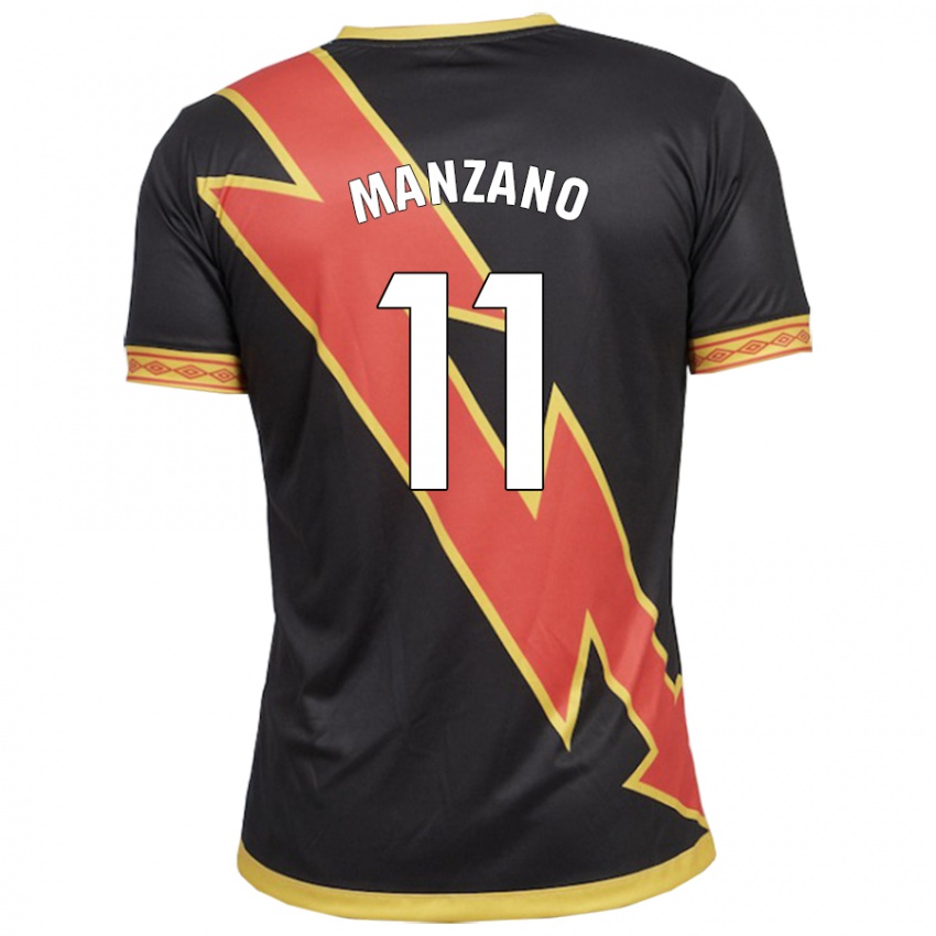 Dames Sergio Manzano #11 Zwart Uitshirt Uittenue 2023/24 T-Shirt