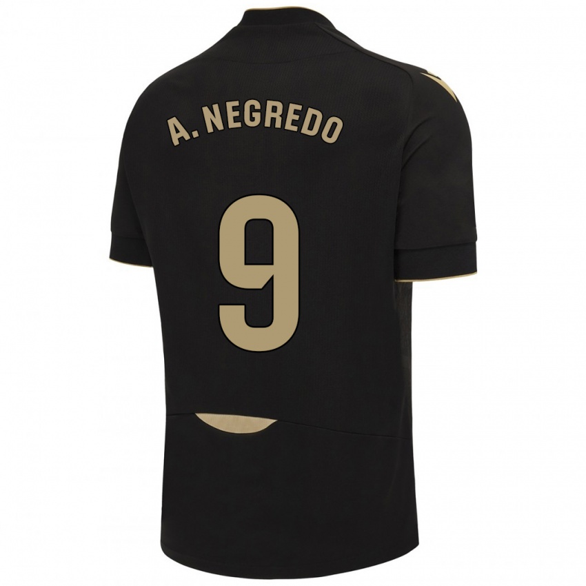 Dames Álvaro Negredo #9 Zwart Uitshirt Uittenue 2023/24 T-Shirt