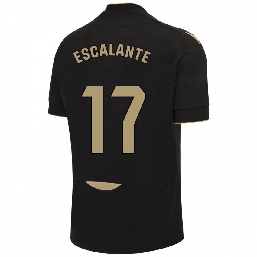 Dames Gonzalo Escalante #17 Zwart Uitshirt Uittenue 2023/24 T-Shirt