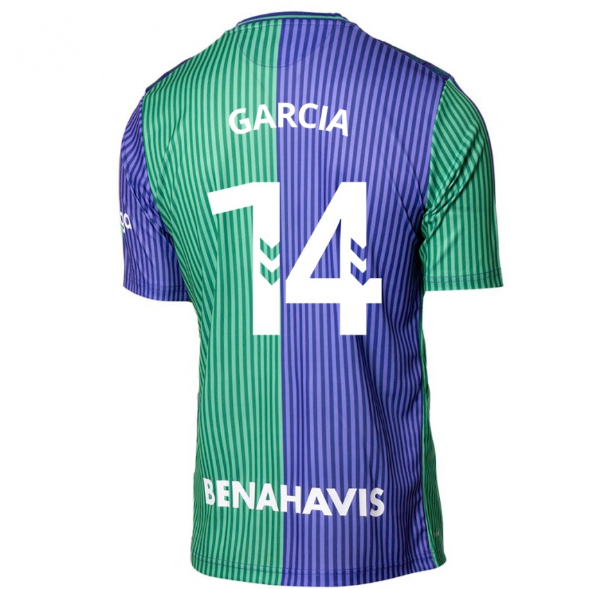 Dames Víctor García #14 Groen Blauw Uitshirt Uittenue 2023/24 T-Shirt