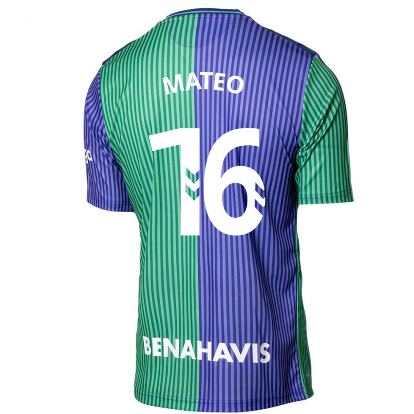 Dames Ángel Mateo #16 Groen Blauw Uitshirt Uittenue 2023/24 T-Shirt