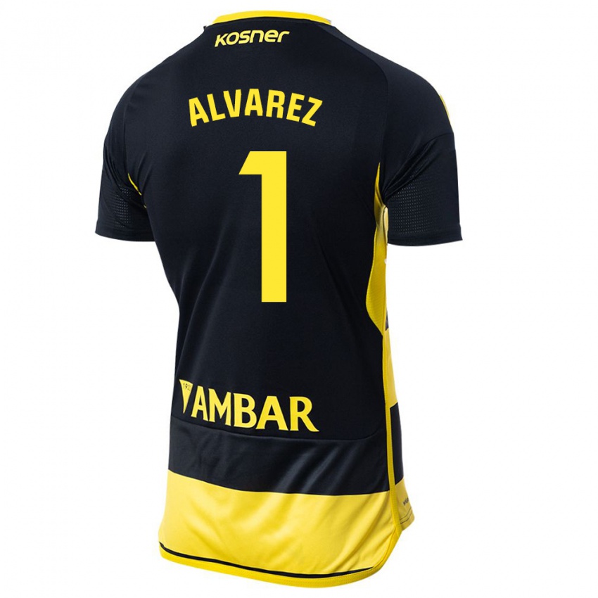 Dames Cristian Álvarez #1 Zwart Geel Uitshirt Uittenue 2023/24 T-Shirt