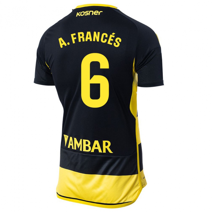 Dames Alejandro Francés #6 Zwart Geel Uitshirt Uittenue 2023/24 T-Shirt