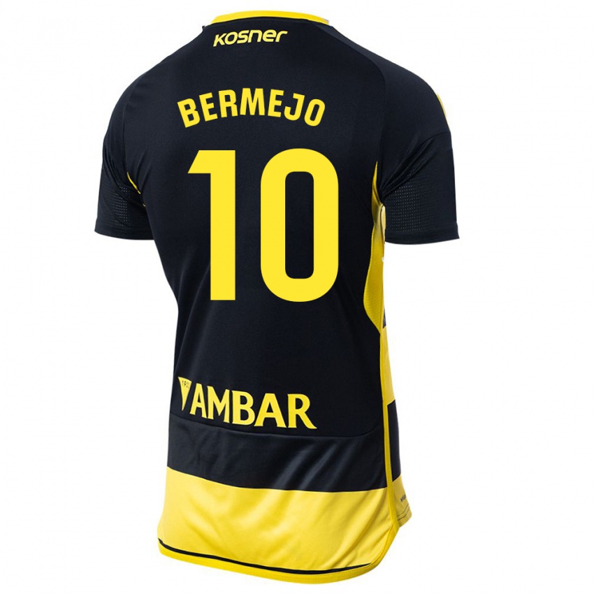 Dames Sergio Bermejo #10 Zwart Geel Uitshirt Uittenue 2023/24 T-Shirt