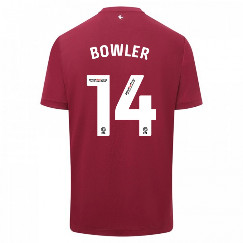 Dames Josh Bowler #14 Rood Uitshirt Uittenue 2023/24 T-Shirt