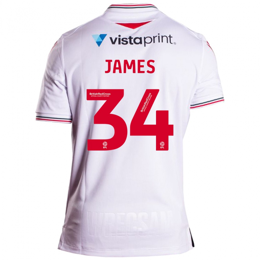 Dames Aaron James #34 Wit Uitshirt Uittenue 2023/24 T-Shirt