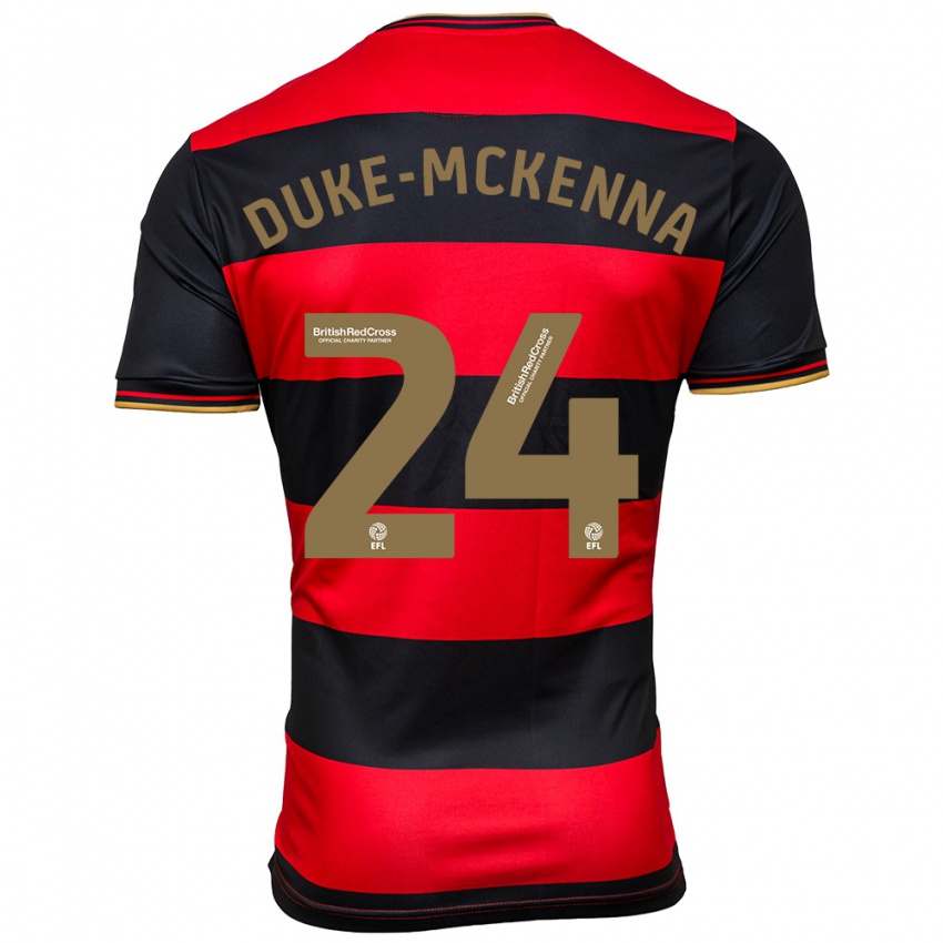 Dames Stephen Duke-Mckenna #24 Zwart Rood Uitshirt Uittenue 2023/24 T-Shirt