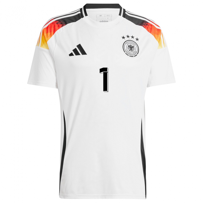 Kinderen Duitsland Manuel Neuer #1 Wit Thuisshirt Thuistenue 24-26 T-Shirt