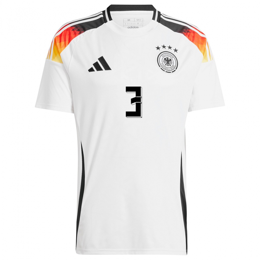 Kinderen Duitsland Lukas Ullrich #3 Wit Thuisshirt Thuistenue 24-26 T-Shirt