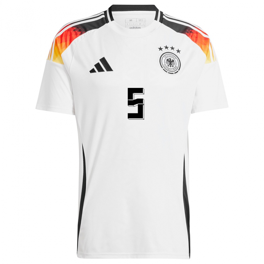 Kinderen Duitsland Jana Feldkamp #5 Wit Thuisshirt Thuistenue 24-26 T-Shirt