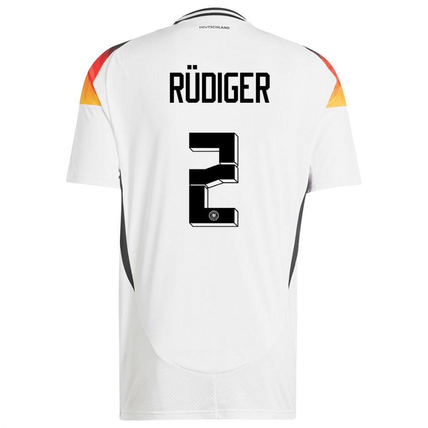 Kinderen Duitsland Antonio Rudiger #2 Wit Thuisshirt Thuistenue 24-26 T-Shirt