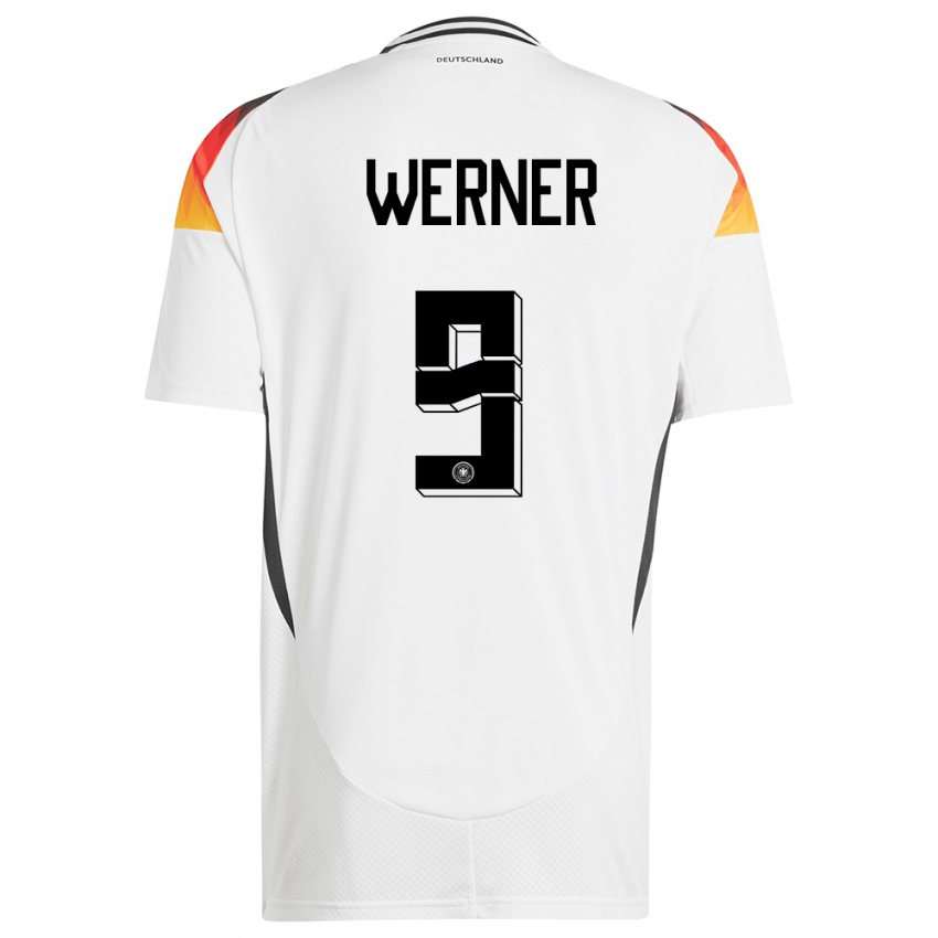 Kinderen Duitsland Timo Werner #9 Wit Thuisshirt Thuistenue 24-26 T-Shirt