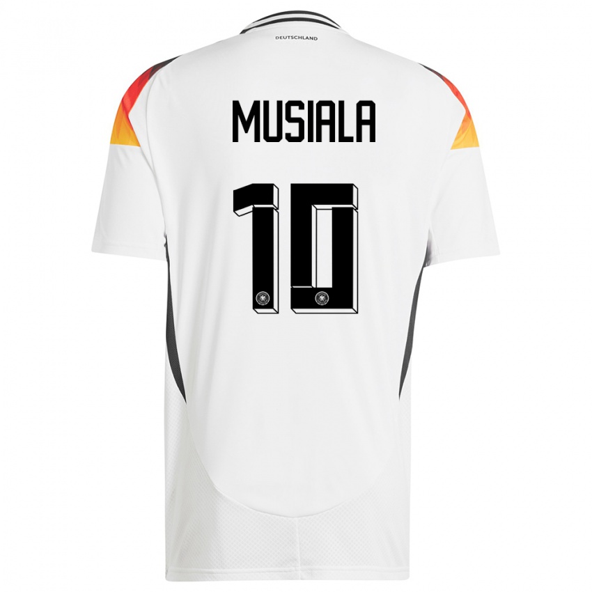 Kinderen Duitsland Jamal Musiala #10 Wit Thuisshirt Thuistenue 24-26 T-Shirt