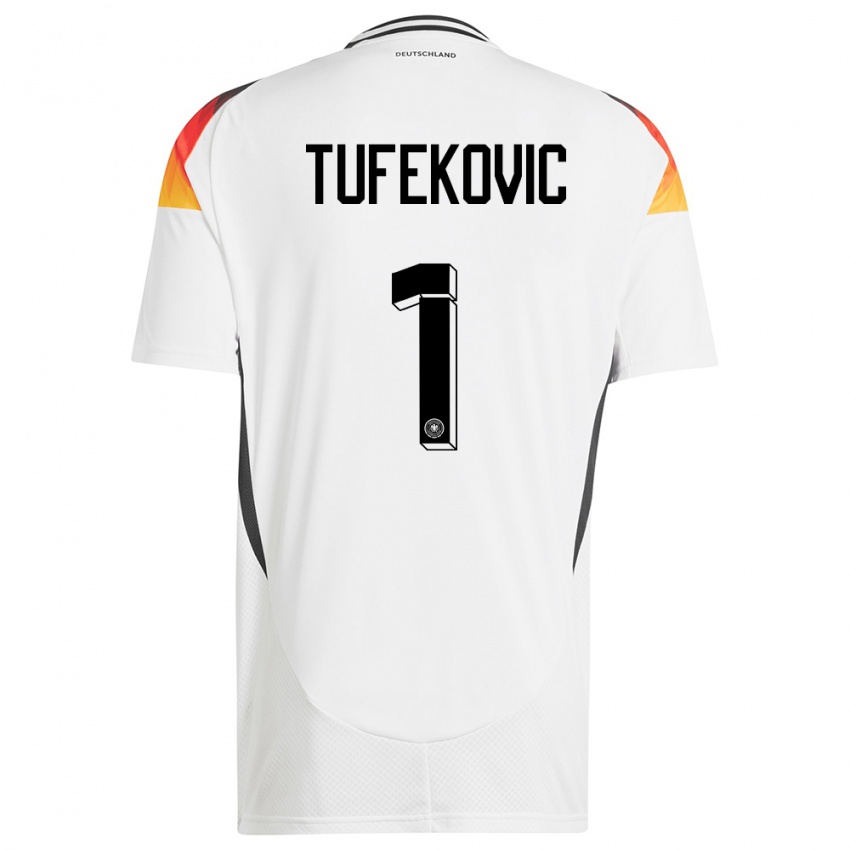 Kinderen Duitsland Martina Tufekovic #1 Wit Thuisshirt Thuistenue 24-26 T-Shirt