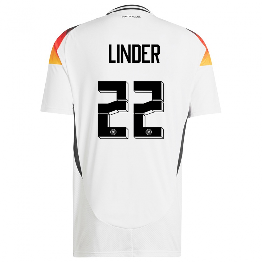 Kinderen Duitsland Sarai Linder #22 Wit Thuisshirt Thuistenue 24-26 T-Shirt