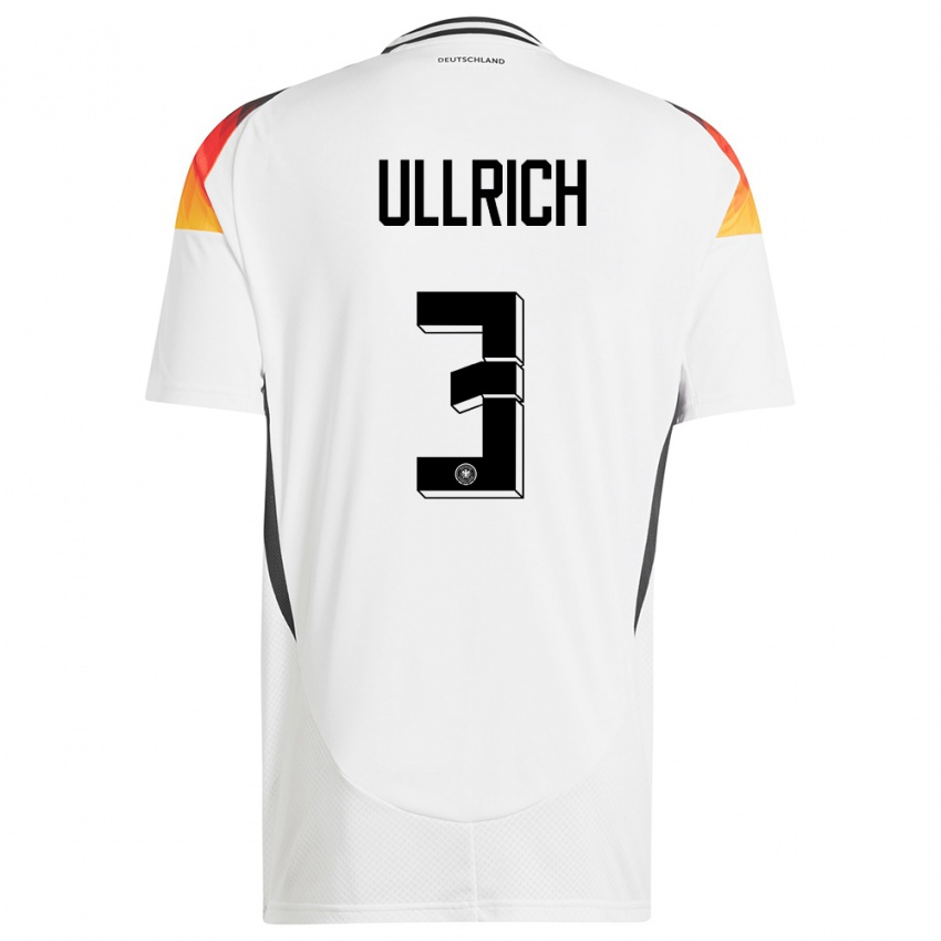 Kinderen Duitsland Lukas Ullrich #3 Wit Thuisshirt Thuistenue 24-26 T-Shirt