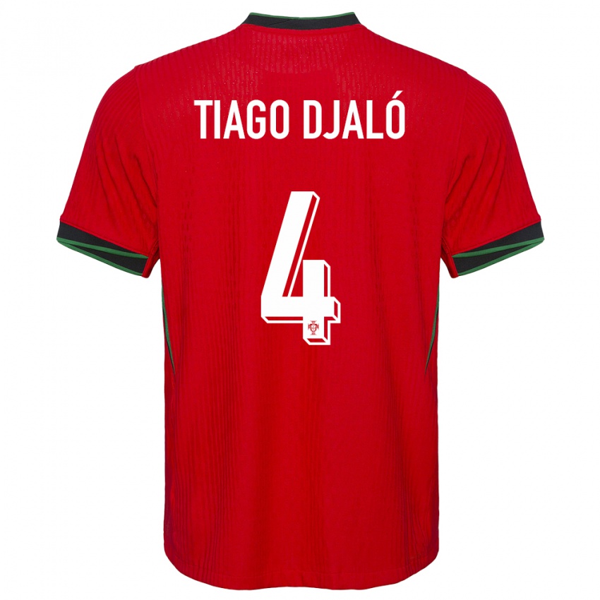 Kinderen Portugal Tiago Djalo #4 Rood Thuisshirt Thuistenue 24-26 T-Shirt